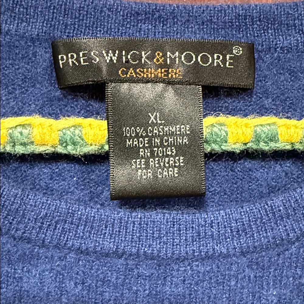 Preswick & Moore cashmere Blue Crewneck Sweater - Picture 3 of 3